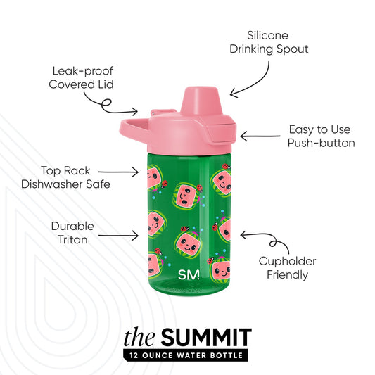 Summit Kids Plastic Water Bottle with Simple Flip Straw Lid